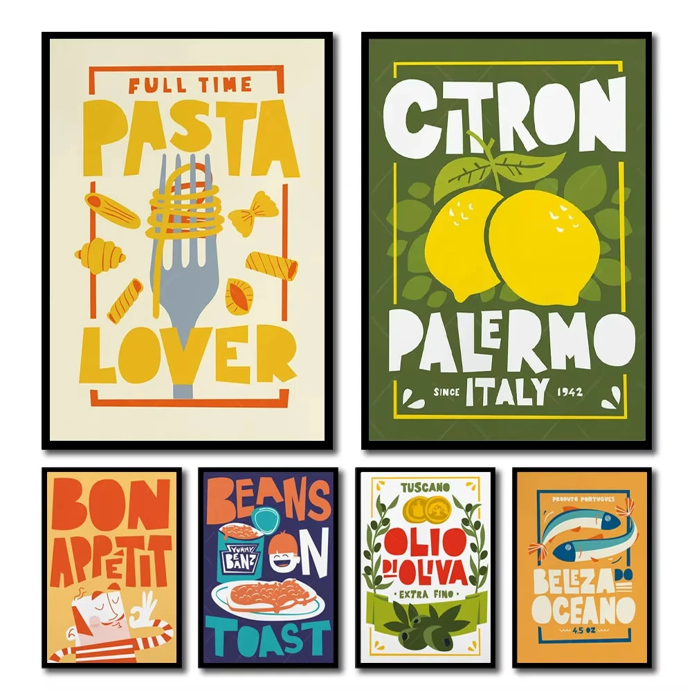 Toile dessin animé drôle – Haricots sur pain grillé cuisine