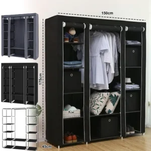 Armoire en tissu non tissé 150x45x175 cm – Organisateur portable