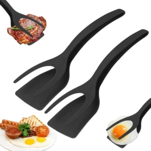 Spatule pince 2-en-1 en nylon | pour œufs, crêpes et grillades