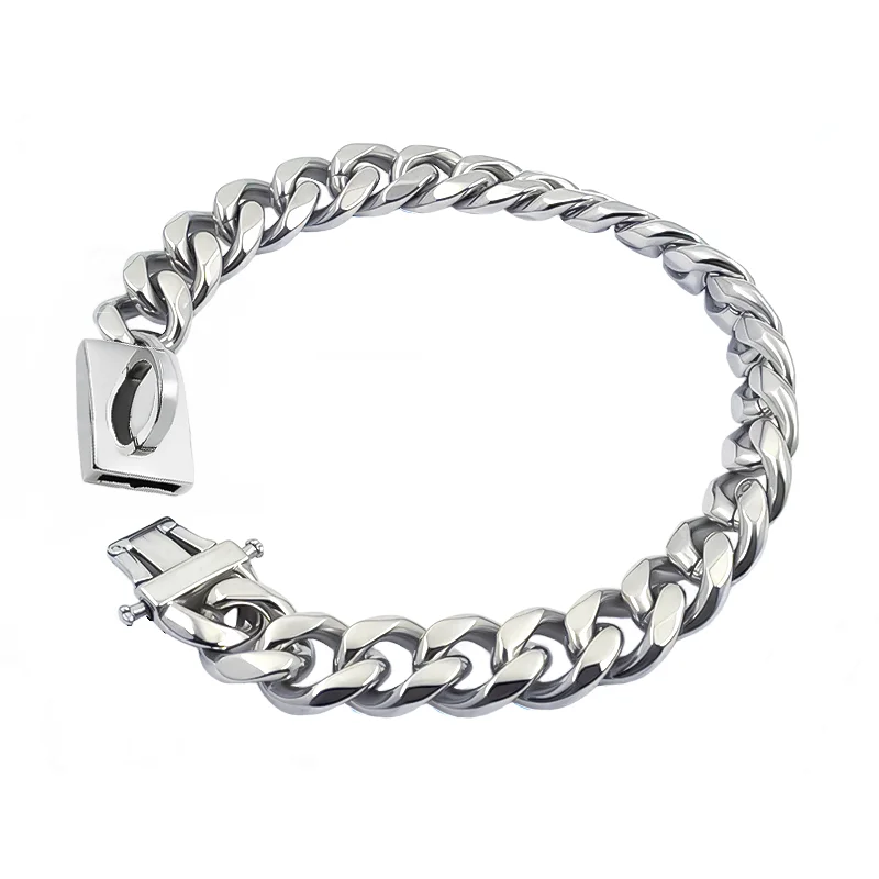 Collier pour chien doré en acier inoxydable 19mm robuste – Image 3