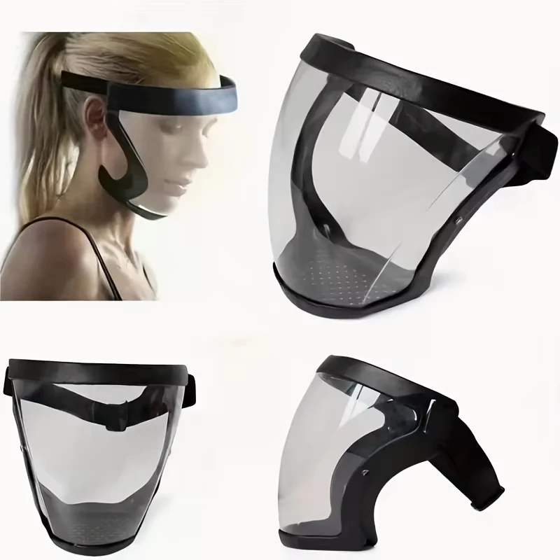 Masque de protection transparent intégral avec boucle réglable – Bouclier facial réutilisable et résistant à la chaleur pour la sécurité au travail, en dehors – Image 2
