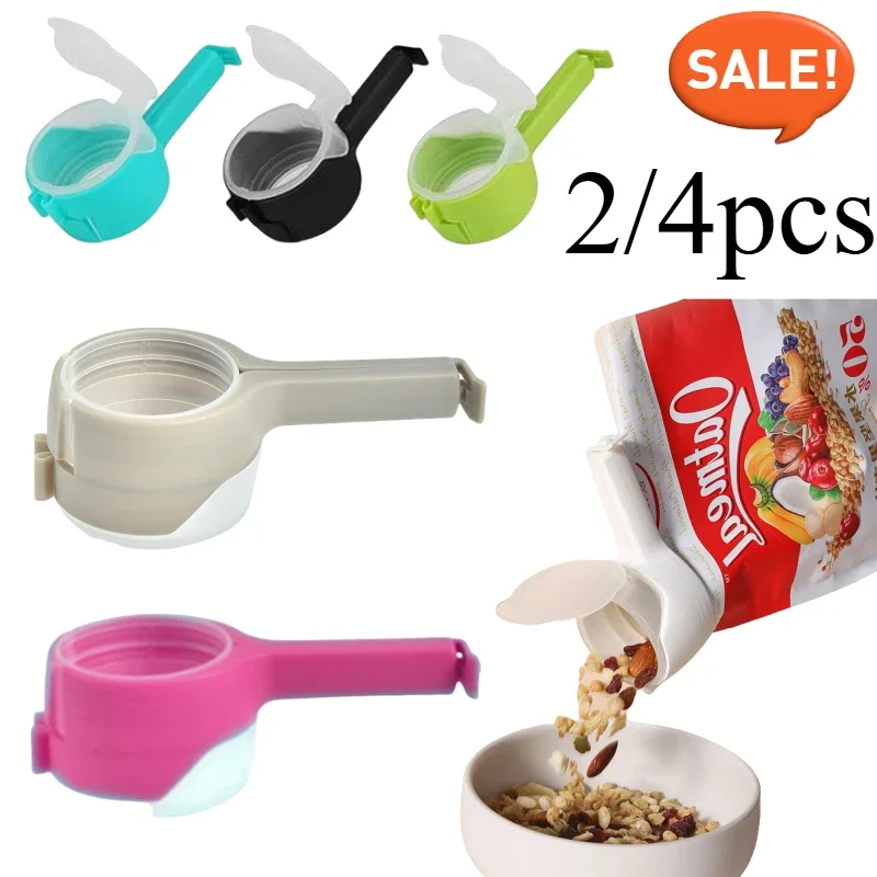 Bec verseur en plastique pour le stockage des aliments, pinces à sacs, clips de cuisine, clip de sac à puces, clip de scellage de capuchon, banc de stockage, 2 pièces