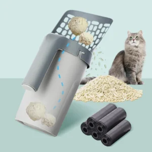 Pelle à Litière pour Chat avec Sac de Recharge, Filtre pour Animaux de Compagnie, Nettoyage des Déchets, Fournitures PUNICEF, Boîte à Litière pour Livres