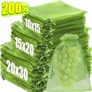 Sacs de Protection des fruits, 200/10x, sac en filet pour culture de plantes avec cordon de serrage, sac en maille Anti-oiseaux, pochette en gaze, couverture pour légumes