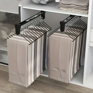 Tige de rangement pour vêtements extractibles, Rail de suspension en métal pliable et réglable pour armoires, organisateur peu encombrant, supports de séchage, 1 pièce