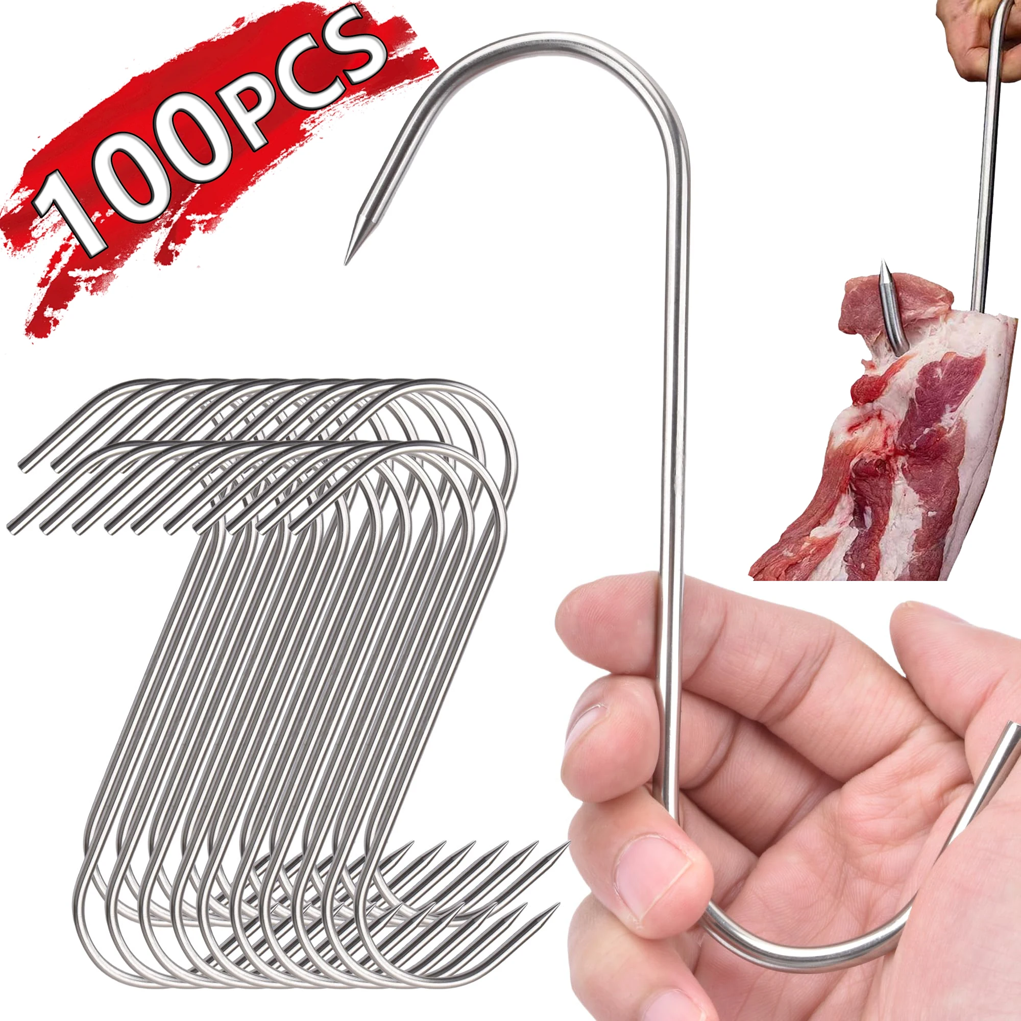 Crochets à Viande Inoxydables - 10 à 100 Pièces