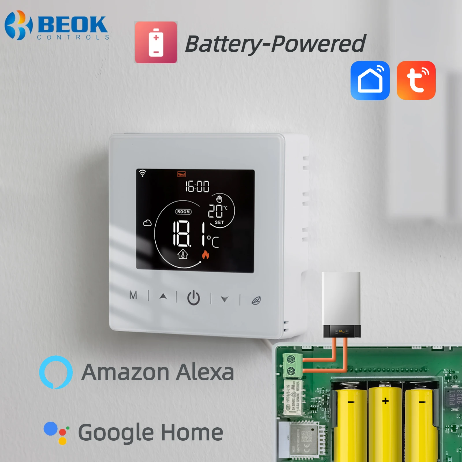 Thermostat WIFI Beok pour Chaudière, Compatible Alexa
