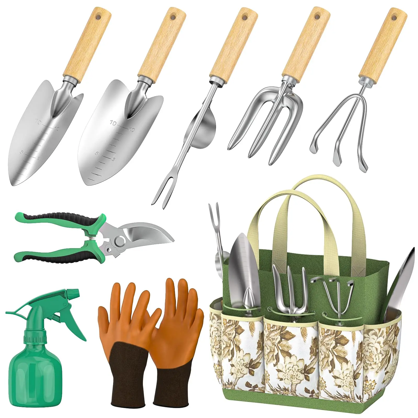 Ensemble Jardinage 9 Pièces - Outils Acier Inoxydable