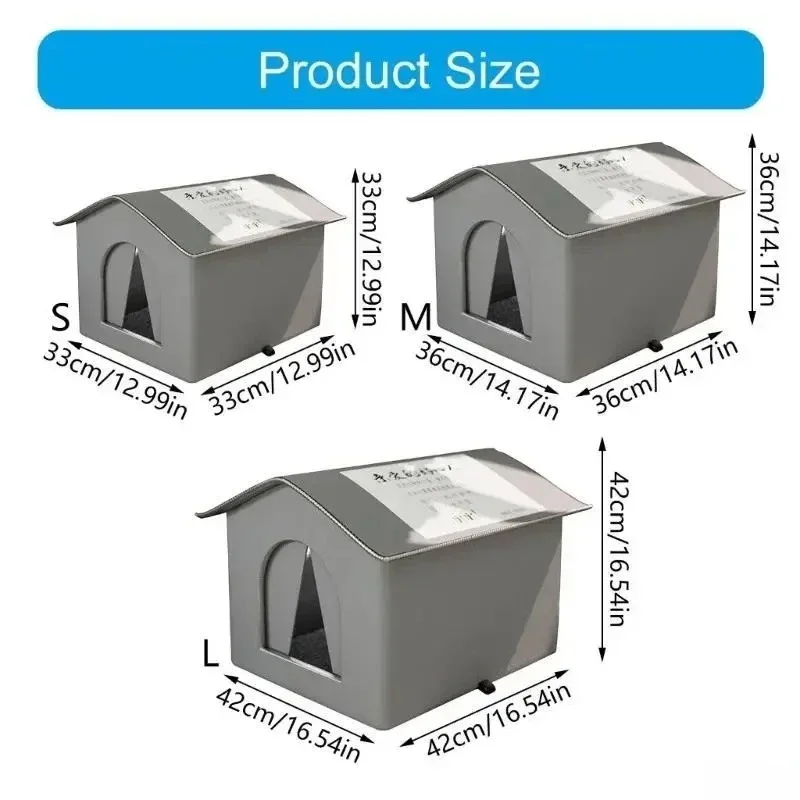 Maison extérieure pour chat en tissu Oxford de haute qualité avec support - Abri isolé avec doublure en aluminium, protection contre la neige et le vent – Image 6