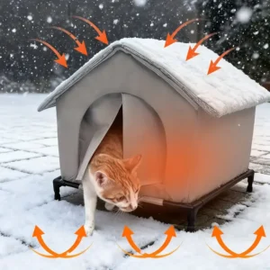 Maison extérieure pour chat en tissu Oxford de haute qualité avec support - Abri isolé avec doublure en aluminium, protection contre la neige et le vent