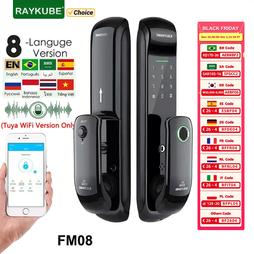 Serrure WiFi Tuya – Empreinte & Sécurité